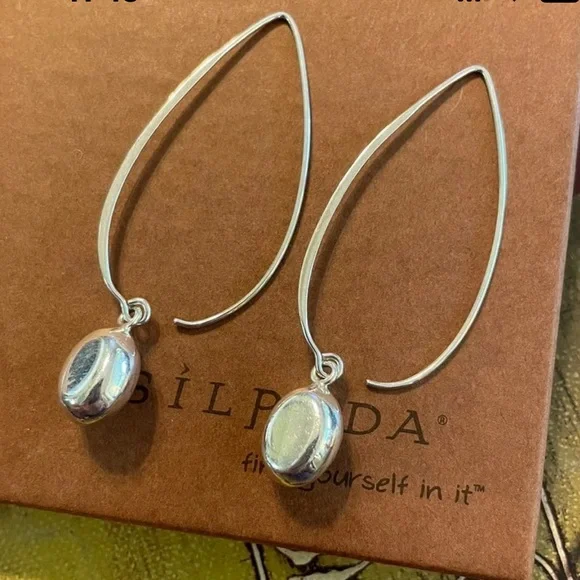 Silpada Vintage Sterling Silver Larger Size Drop Silver Bead Threader Earrings - Picture 2 of 9